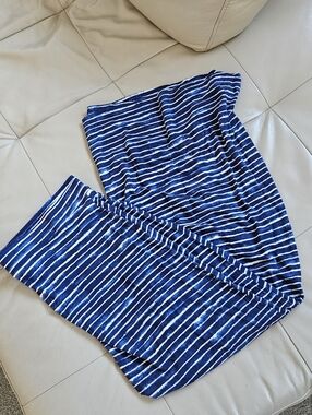 Dalia Navy and White Striped Knit Maxi Skirt